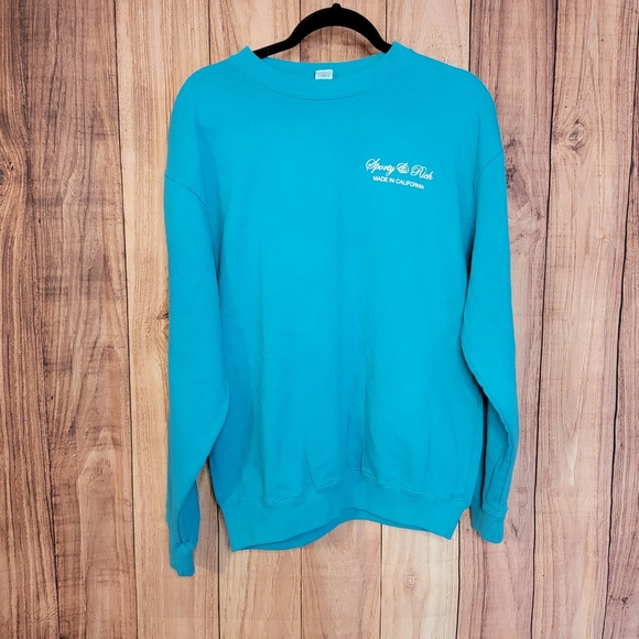 NWT Sporty & Rich Crewneck Sweater Ocean Blue Sz S - Picture 2 of 9